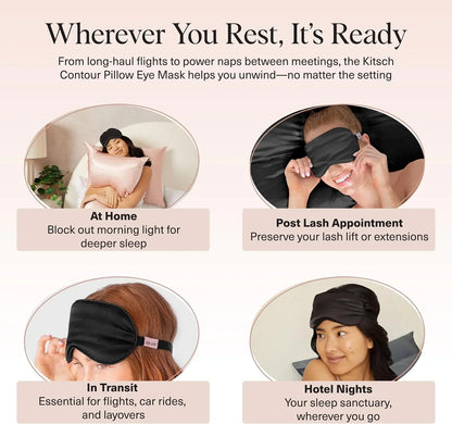 Kitsch Contour Satin Sleep Mask | Eye Masks for Sleep - Charcoal