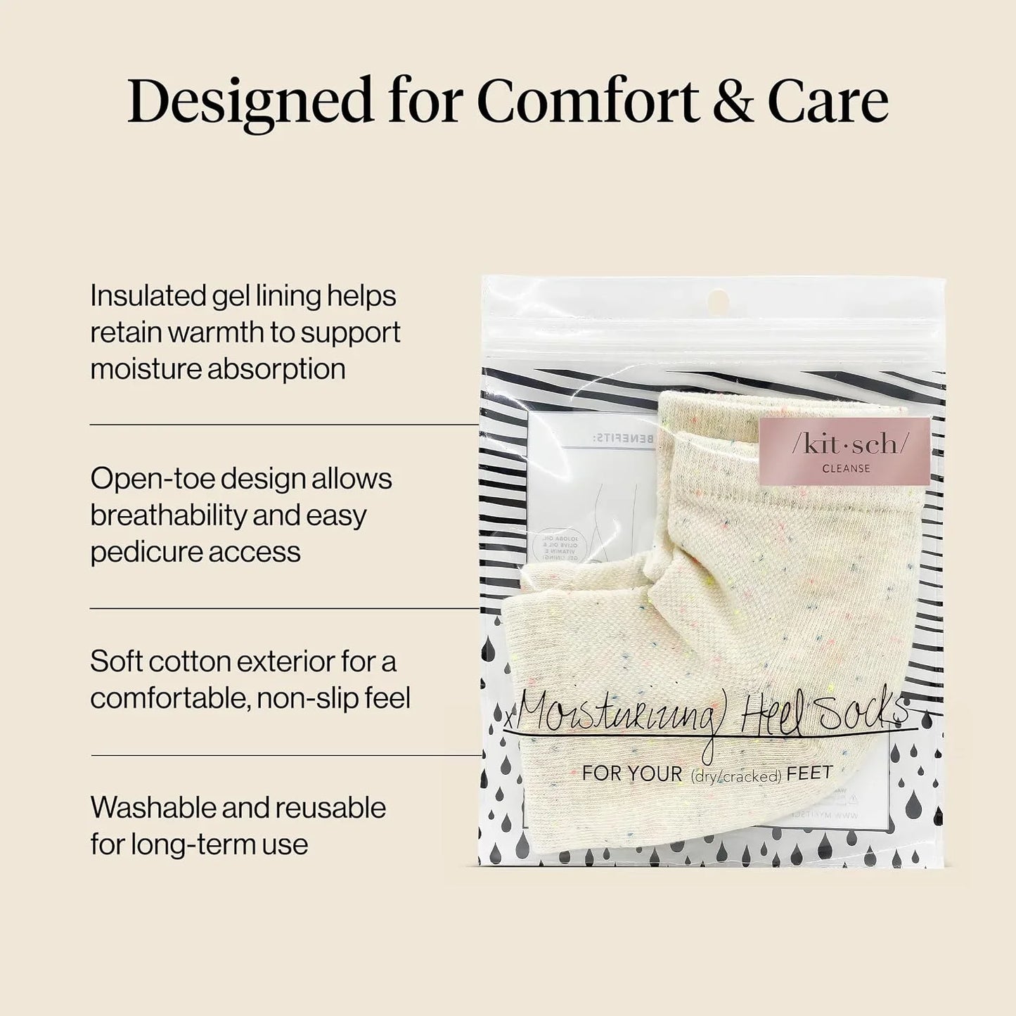 Kitsch Moisturizing Heel Socks for Cracked Heel Treatment - 1 Pair