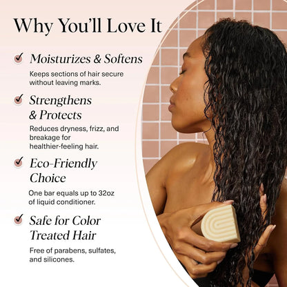 Kitsch Coconut Oil Conditioner Bar Soap for Hair Care - Made in USA, 3 oz
