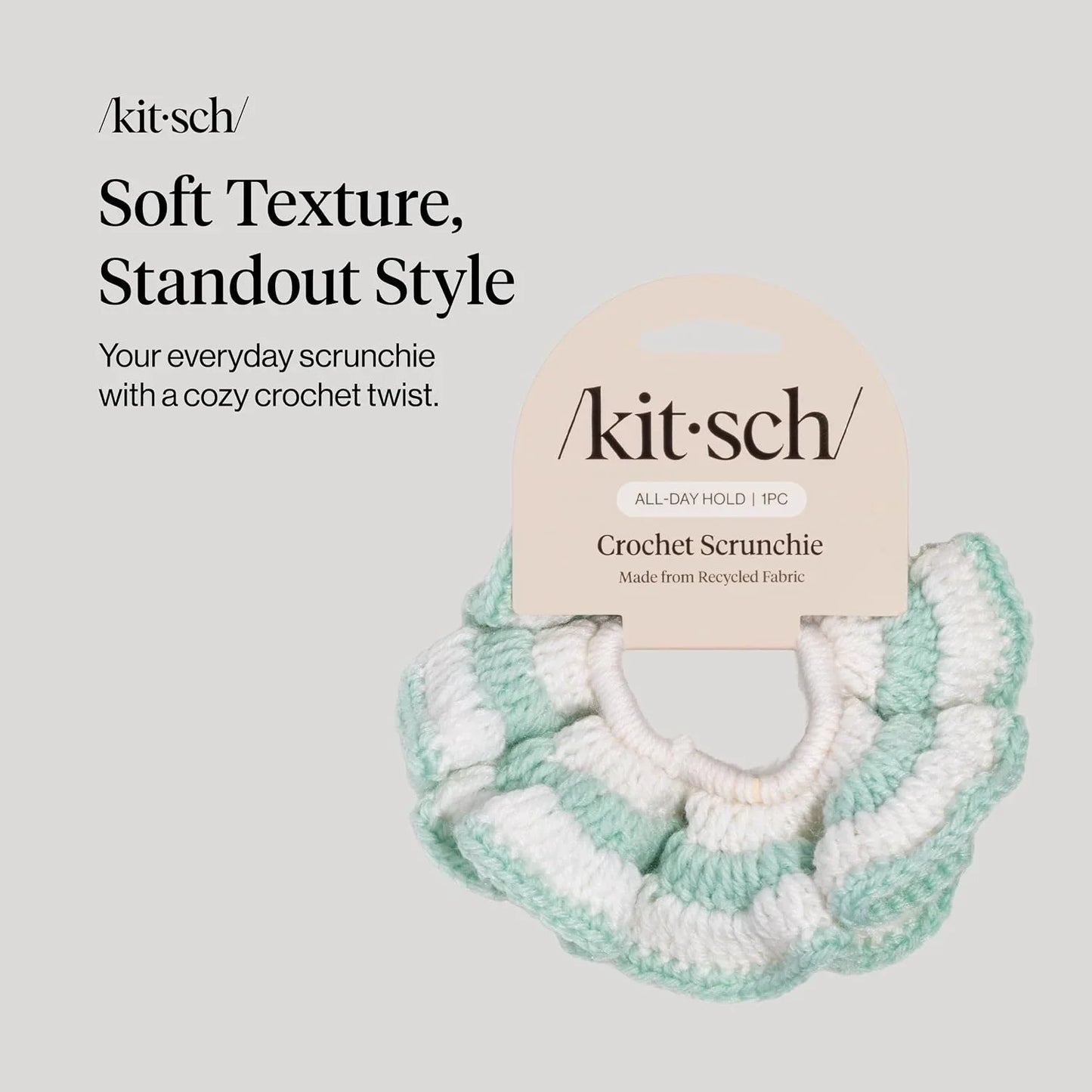 Kitsch Crochet Hair Scrunchie For Women - Seafoam Blue, 1pc