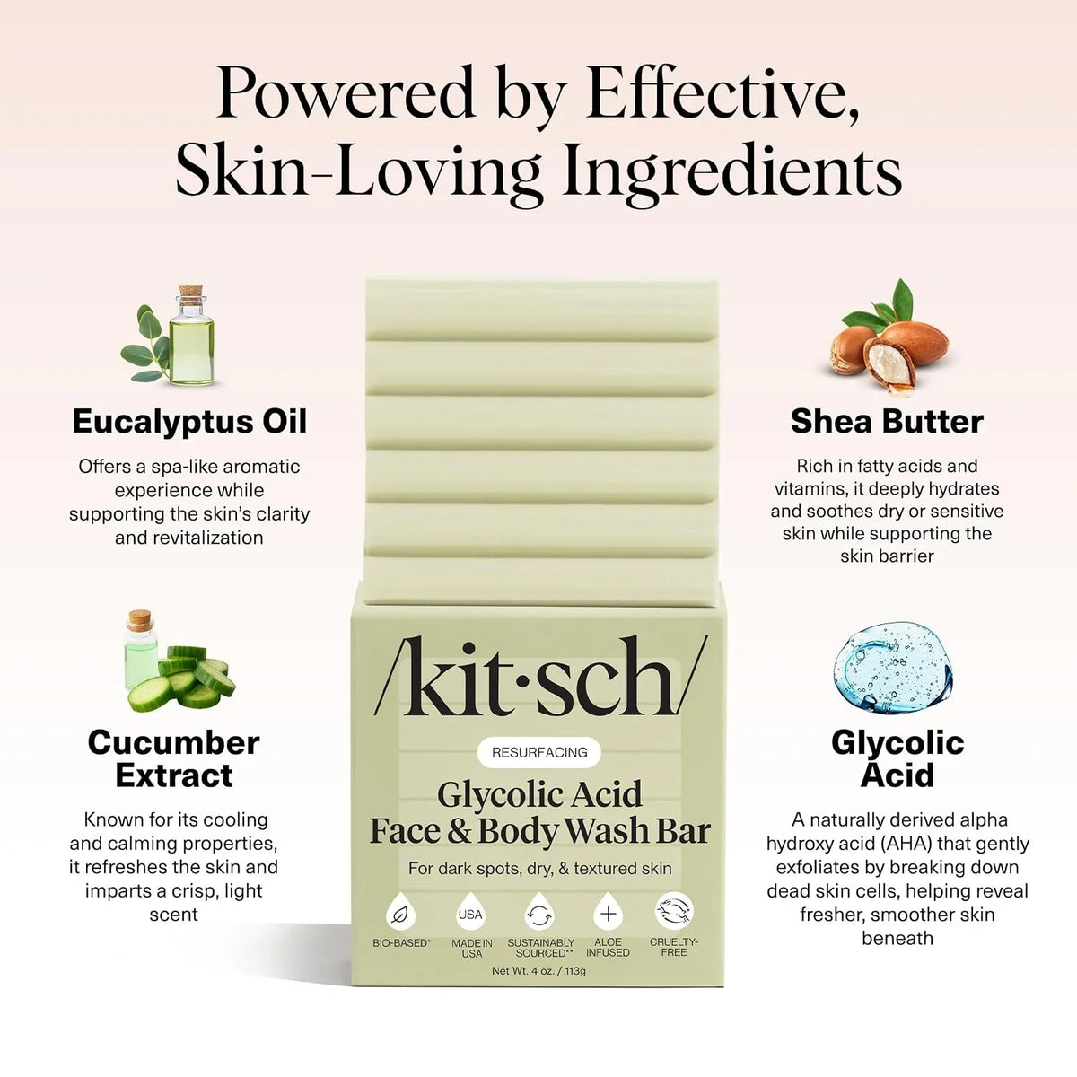 Kitsch Charcoal Soap Body Wash Bar for Cleansing – Made in USA, 4 oz