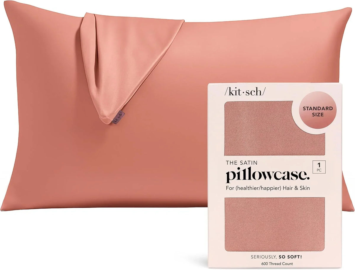 Kitsch Satin Pillowcase with Zipper - Standard Size, Haze Blue