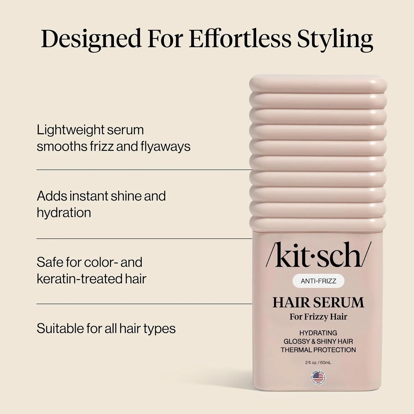 Kitsch Hair Serum For Frizzy Hair – With 450°F Thermal Protection - 2oz