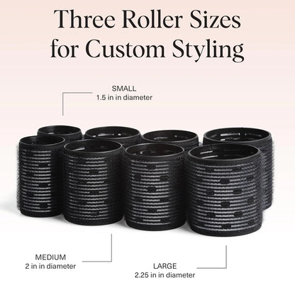 Kitsch Ceramic Hair Rollers for Women - Black, 8 Count (Pack of 1)