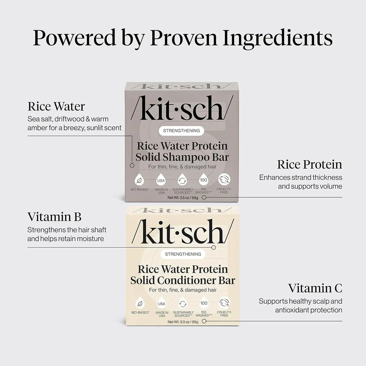 Kitsch Rice Water Solid Shampoo and Conditioner Set for Hair Growth – 2 pcs