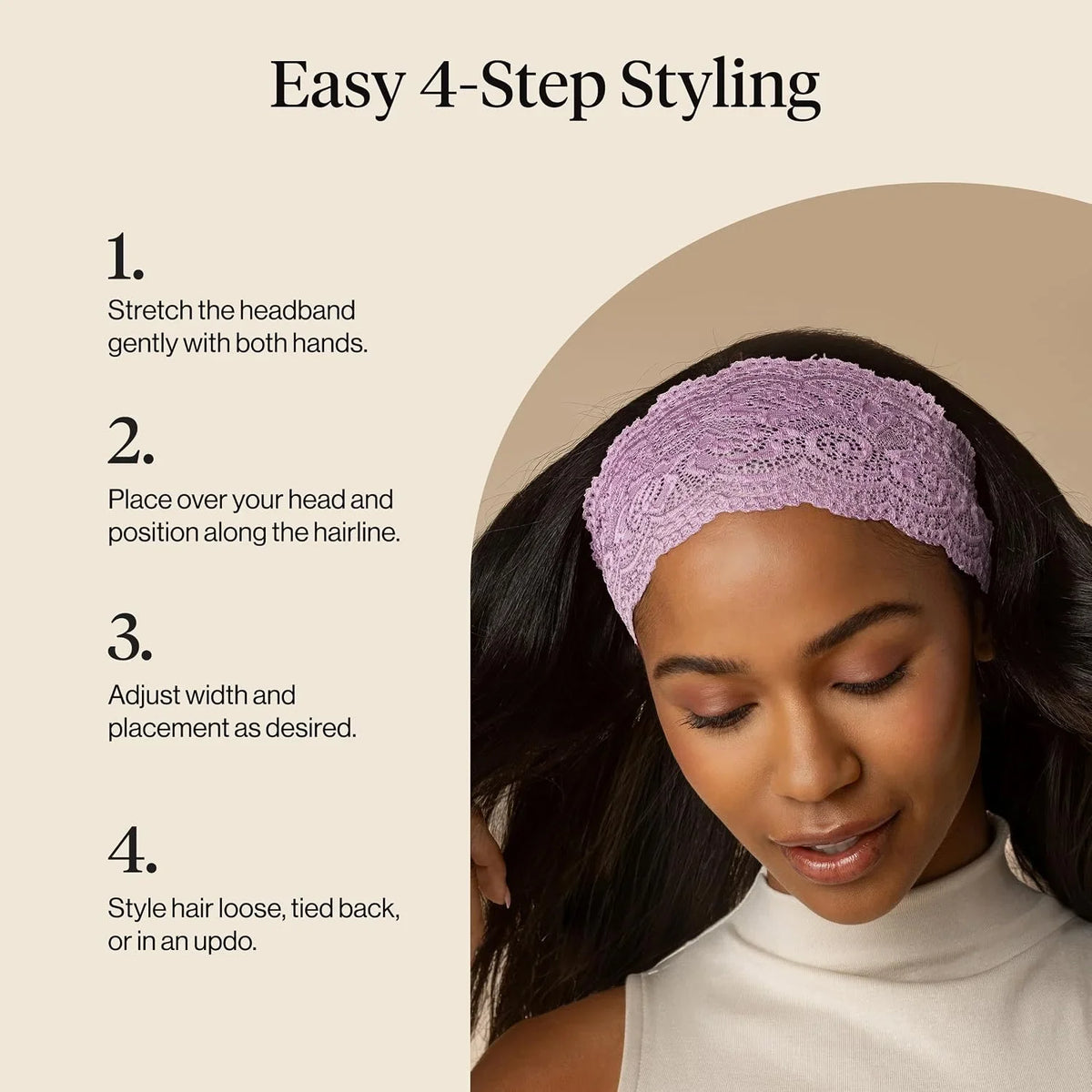 Kitsch Lace Wide Headbands for Women Non Slip - Cherry Lacquer & Dusty Pink