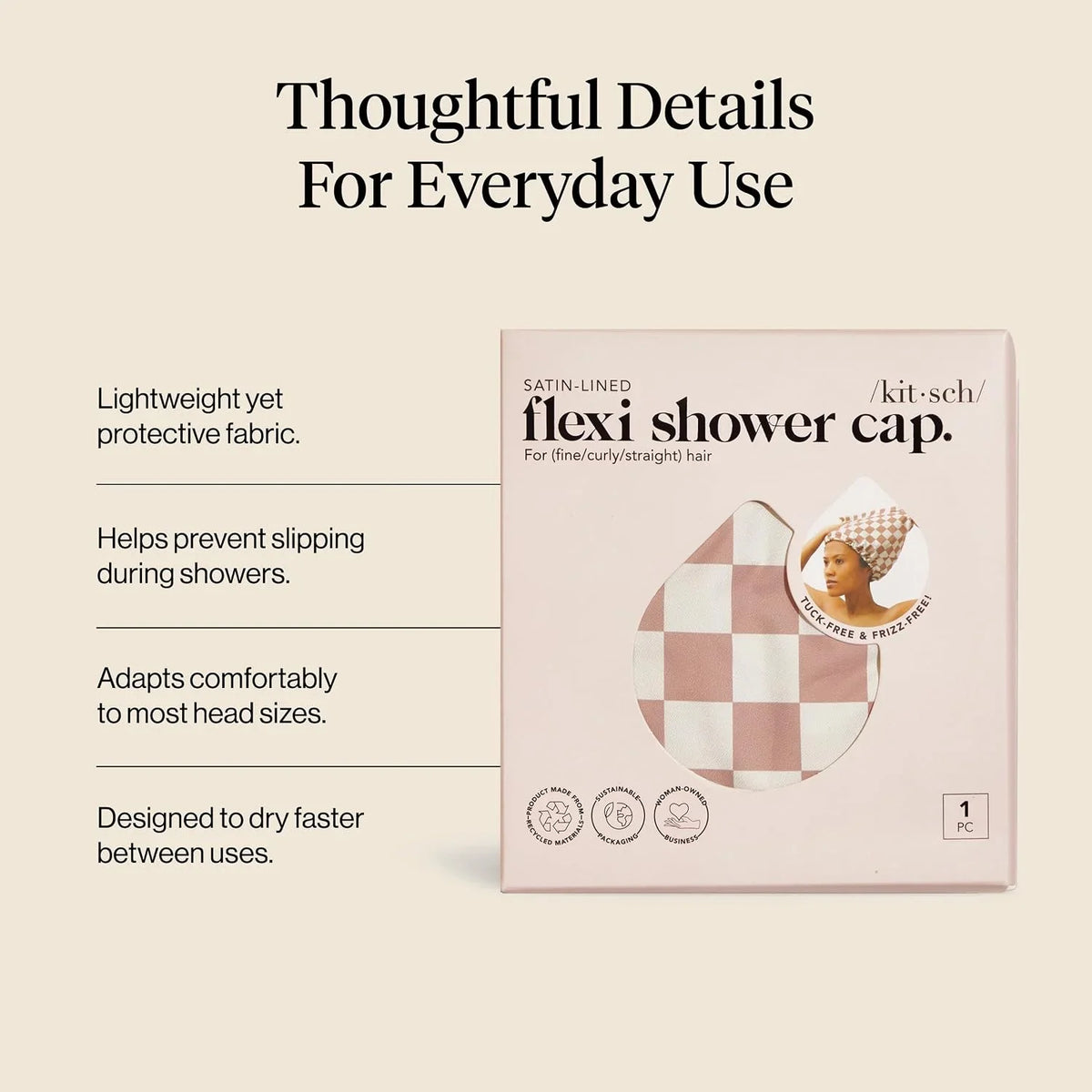 Kitsch Luxury Large Shower Cap for Women - Cherry Print