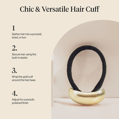 Kitsch Medium Hair Cuffs Hair Ties For Women - Black and Tort, 2pcs