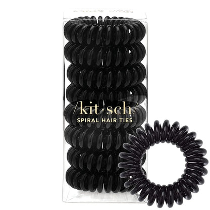 Kitsch Spiral Hair Ties for Women | Ponytail Holders - Brunette, 8 Pcs