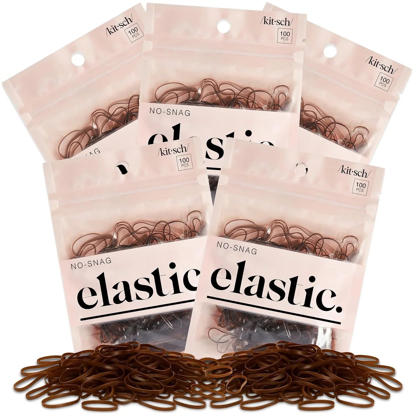 Kitsch Hair Ties No Damage for Kids, Teens and Women - Black, 500pcs