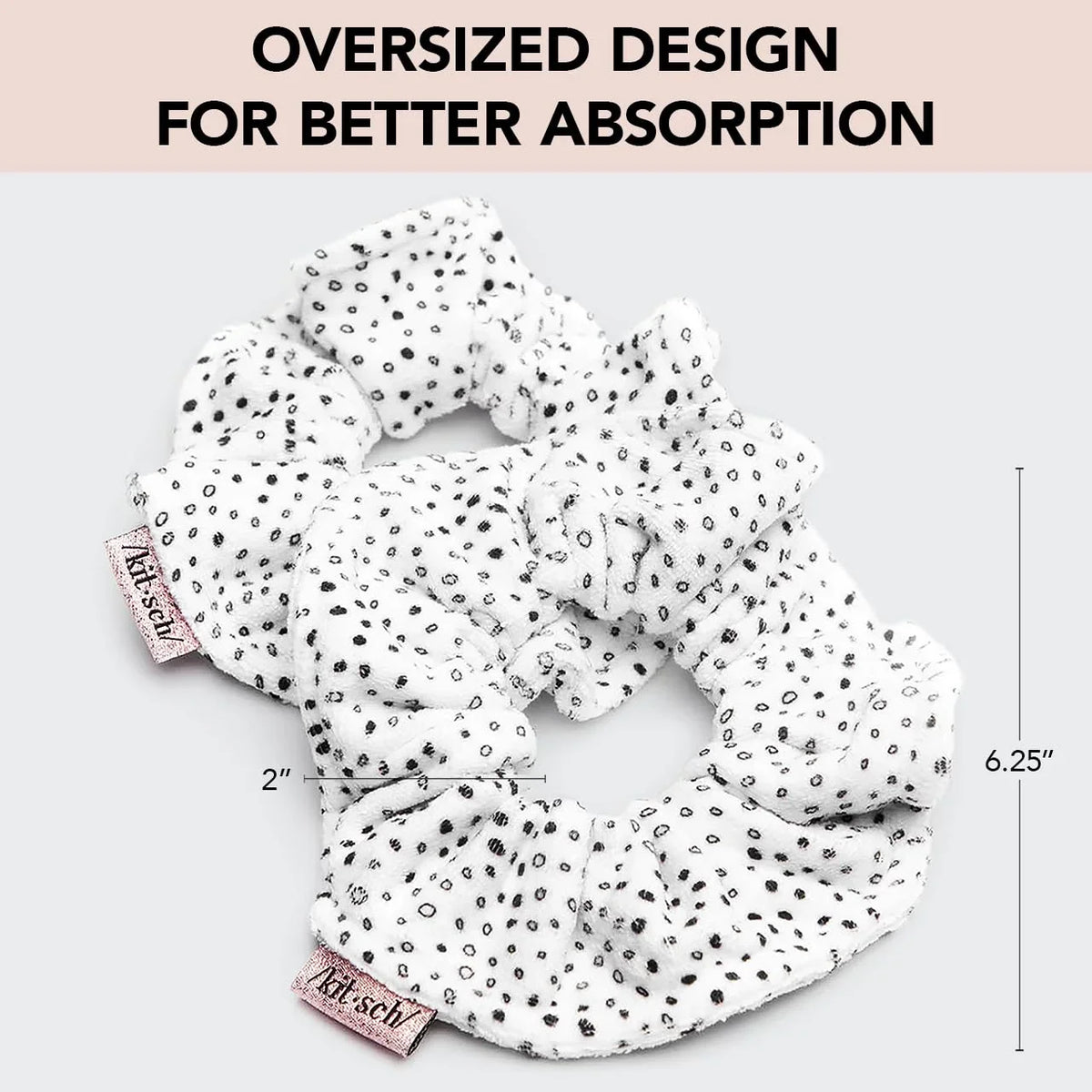Kitsch Microfiber Quick-Dry Hair Towel Scrunchie - Micro Dot, 2pcs