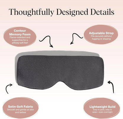Kitsch Contour Satin Sleep Mask | Eye Masks for Sleep - Charcoal