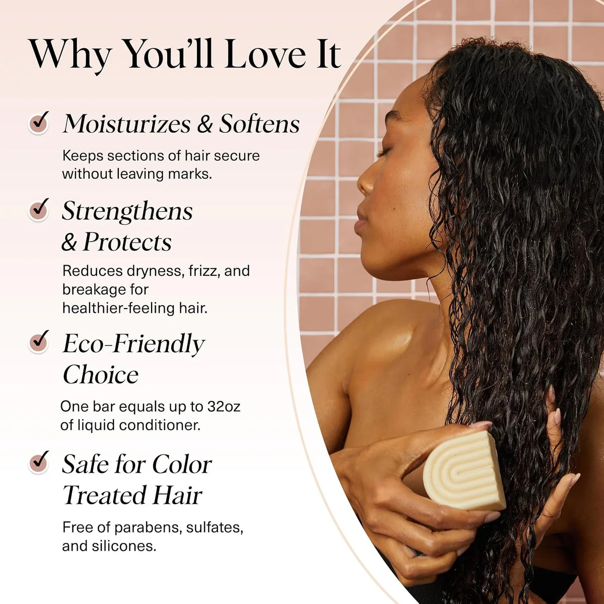 Kitsch Coconut Oil Conditioner Bar Soap for Hair Care - Made in USA, 3 oz