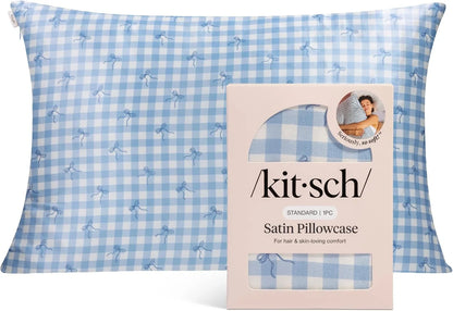 Kitsch Satin Pillowcase with Zipper - Standard Size, Haze Blue